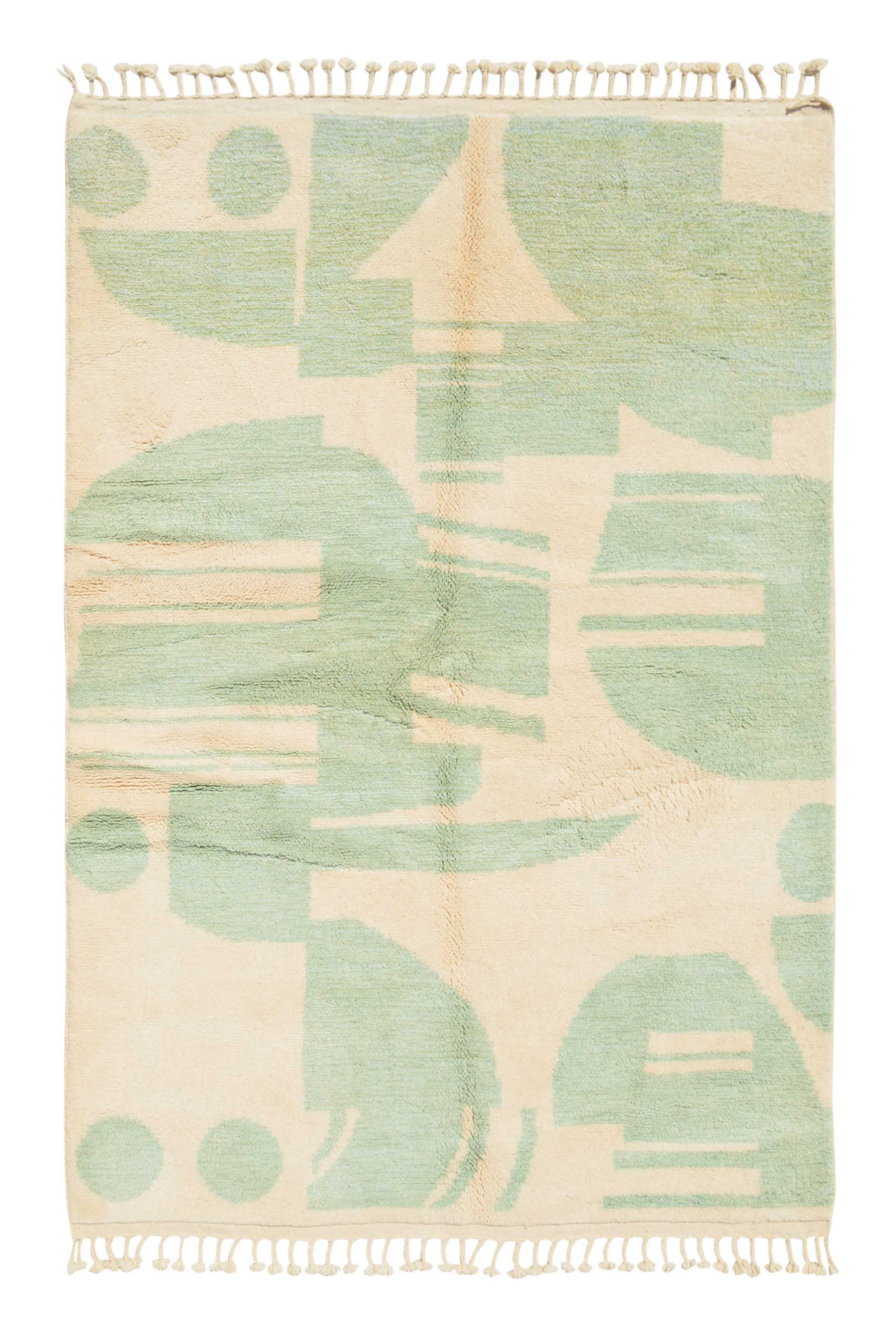 Mist – Moroccan Handmade Wool Rug | 6' x 8'10" Soft Green & Beige Abstract Design