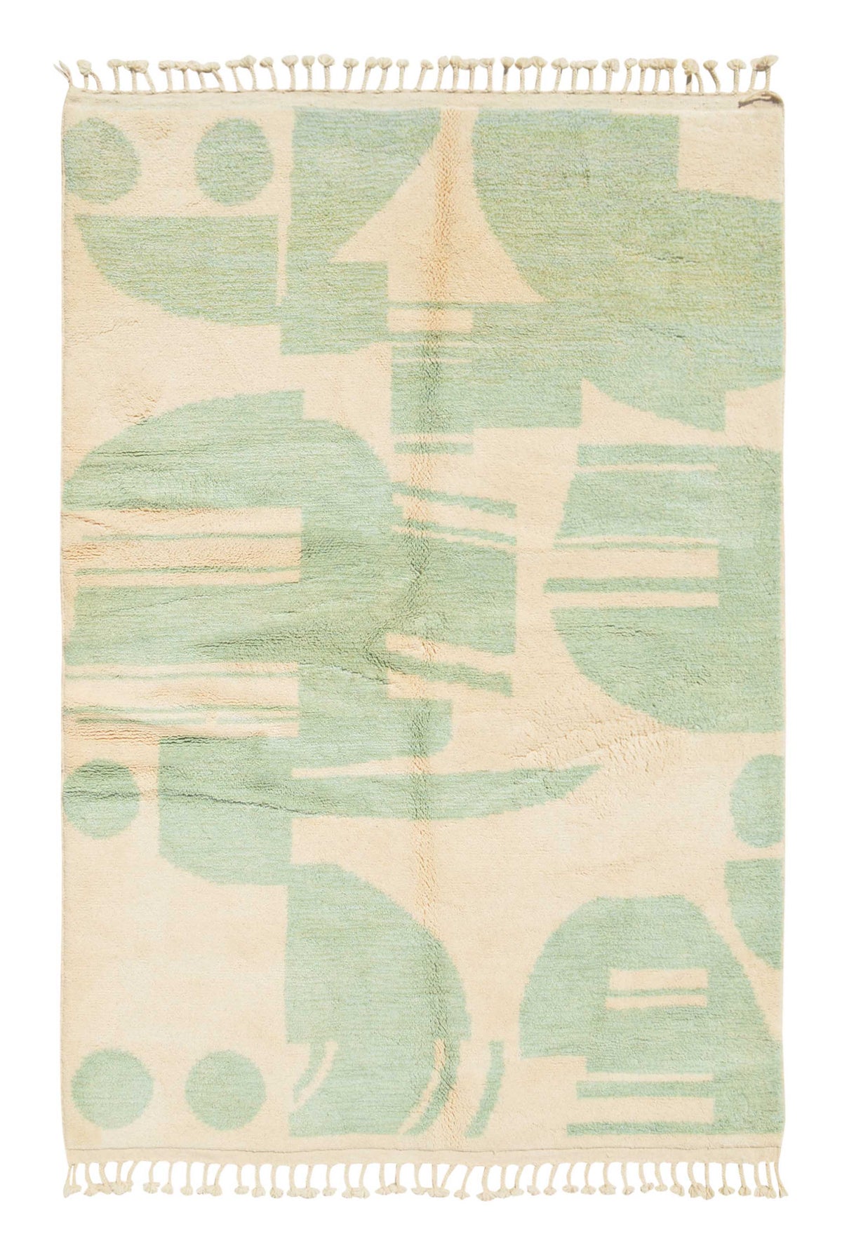 Mist – Moroccan Handmade Wool Rug | 6' x 8'10" Soft Green & Beige Abstract Design
