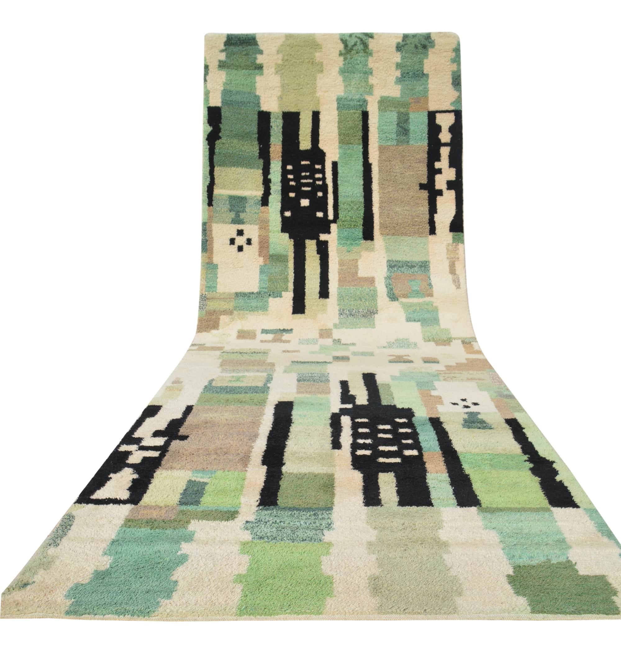 Moss Circuit | 6'x17' Oversized Abstract Green Moroccan Gallery Runner