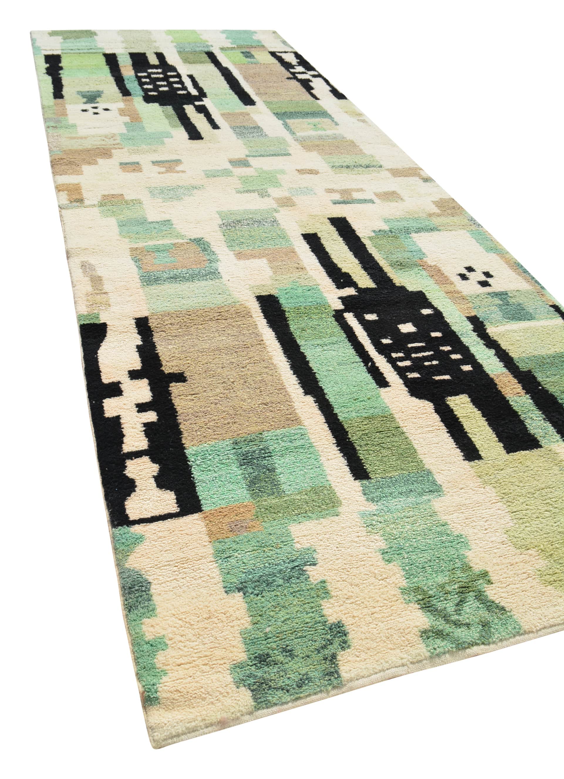Moss Circuit – Handmade Moroccan Rug | Modern Abstract Green Berber Design