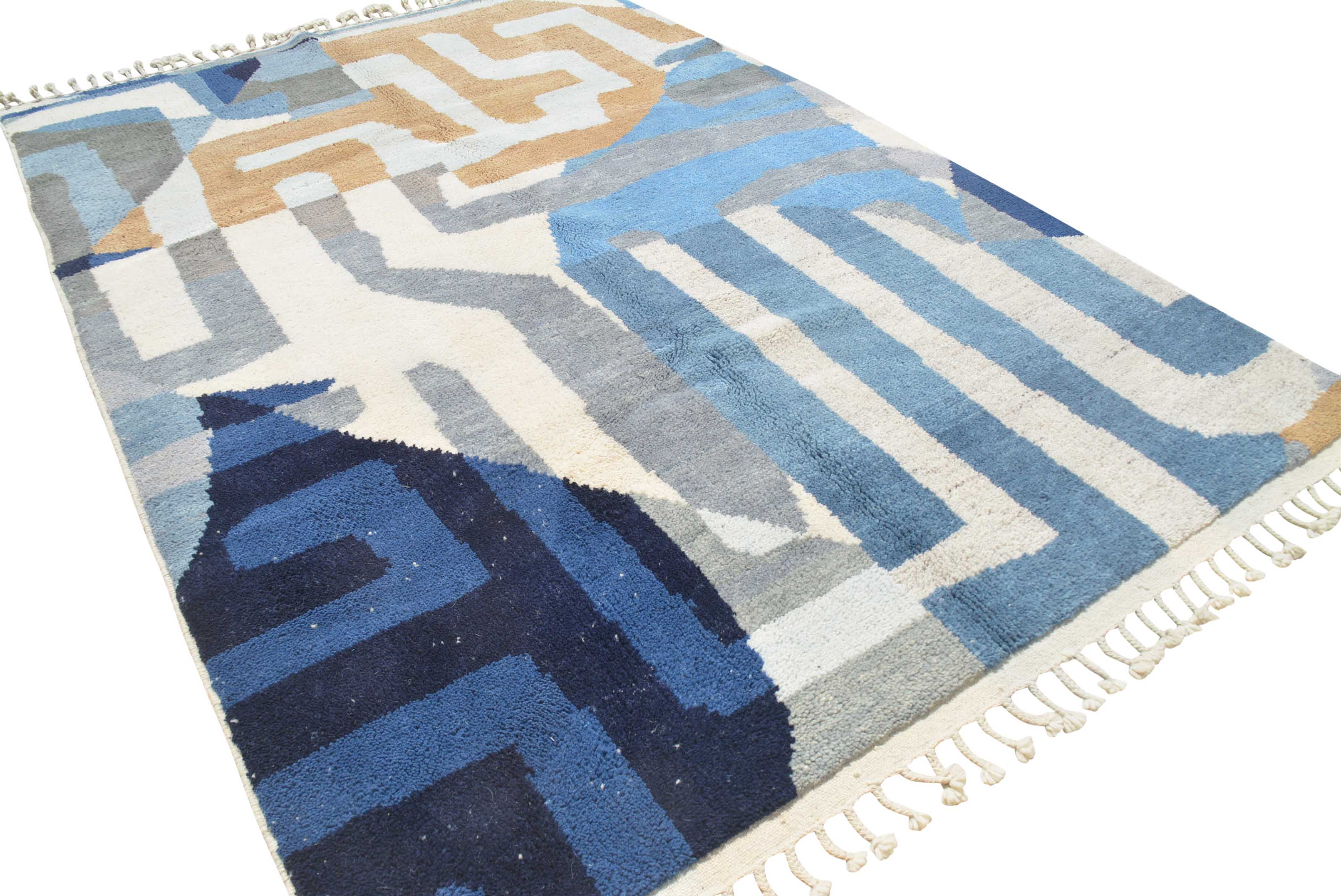 Mystic River | 6'x9' Blue & Beige Abstract Moroccan Area Rug