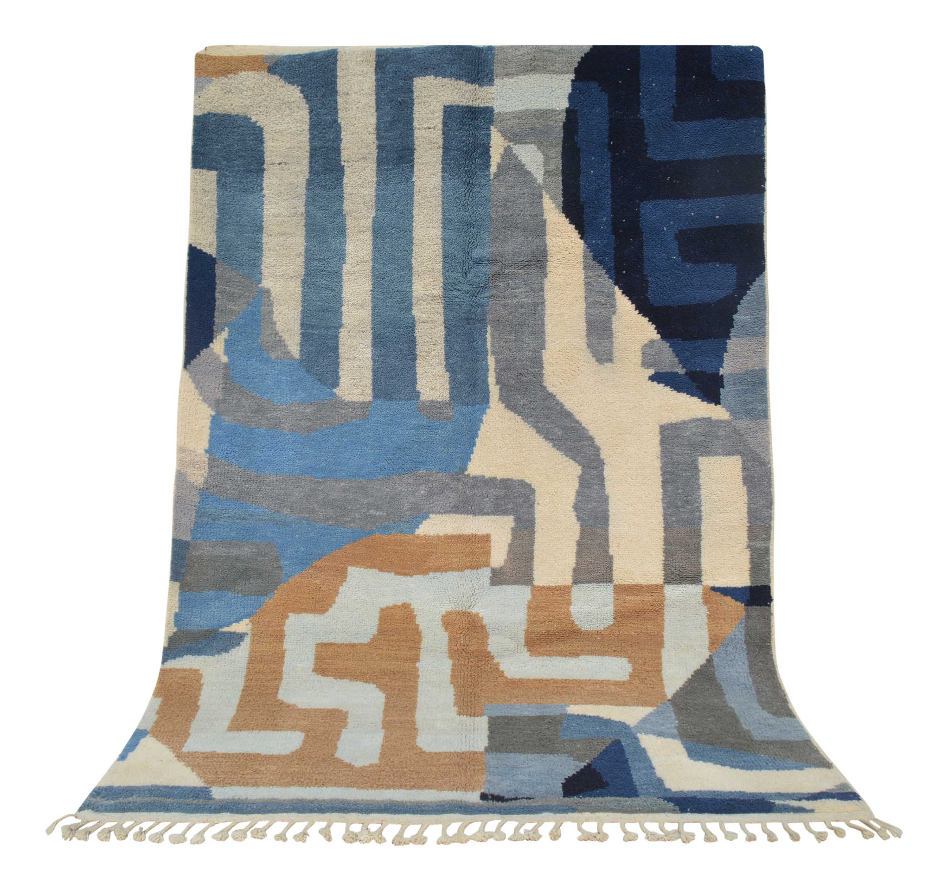 Mystic River | 6'x9' Blue & Beige Abstract Moroccan Area Rug