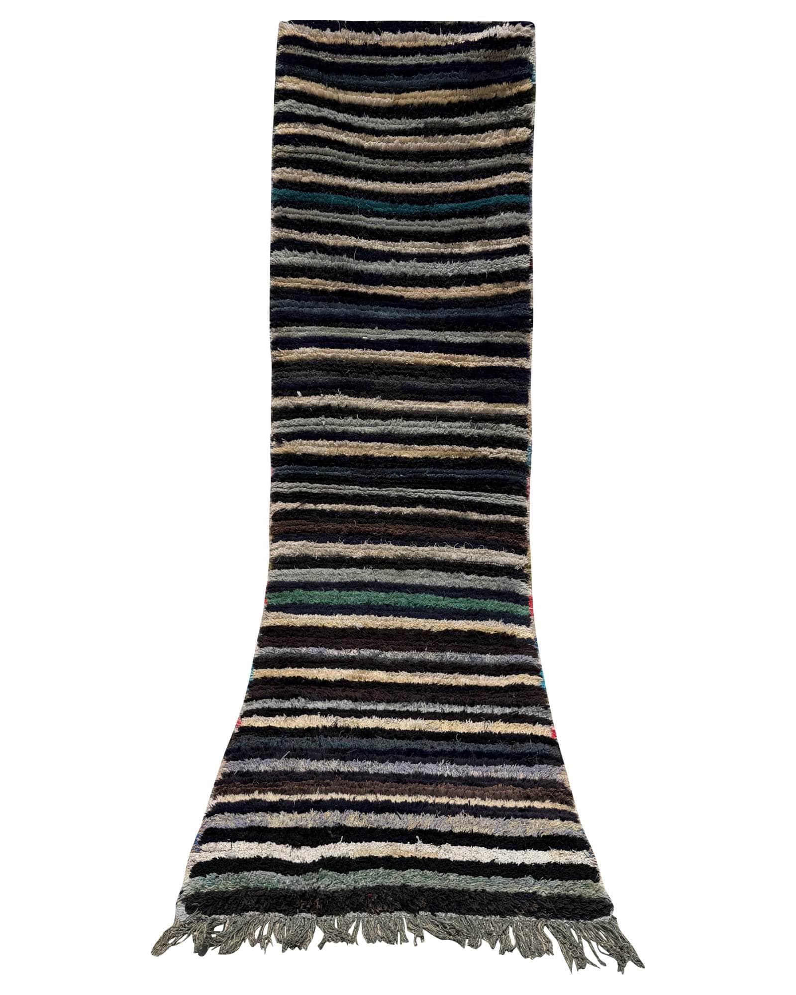 Navy & Grey Vintage Moroccan Runner | 3x9