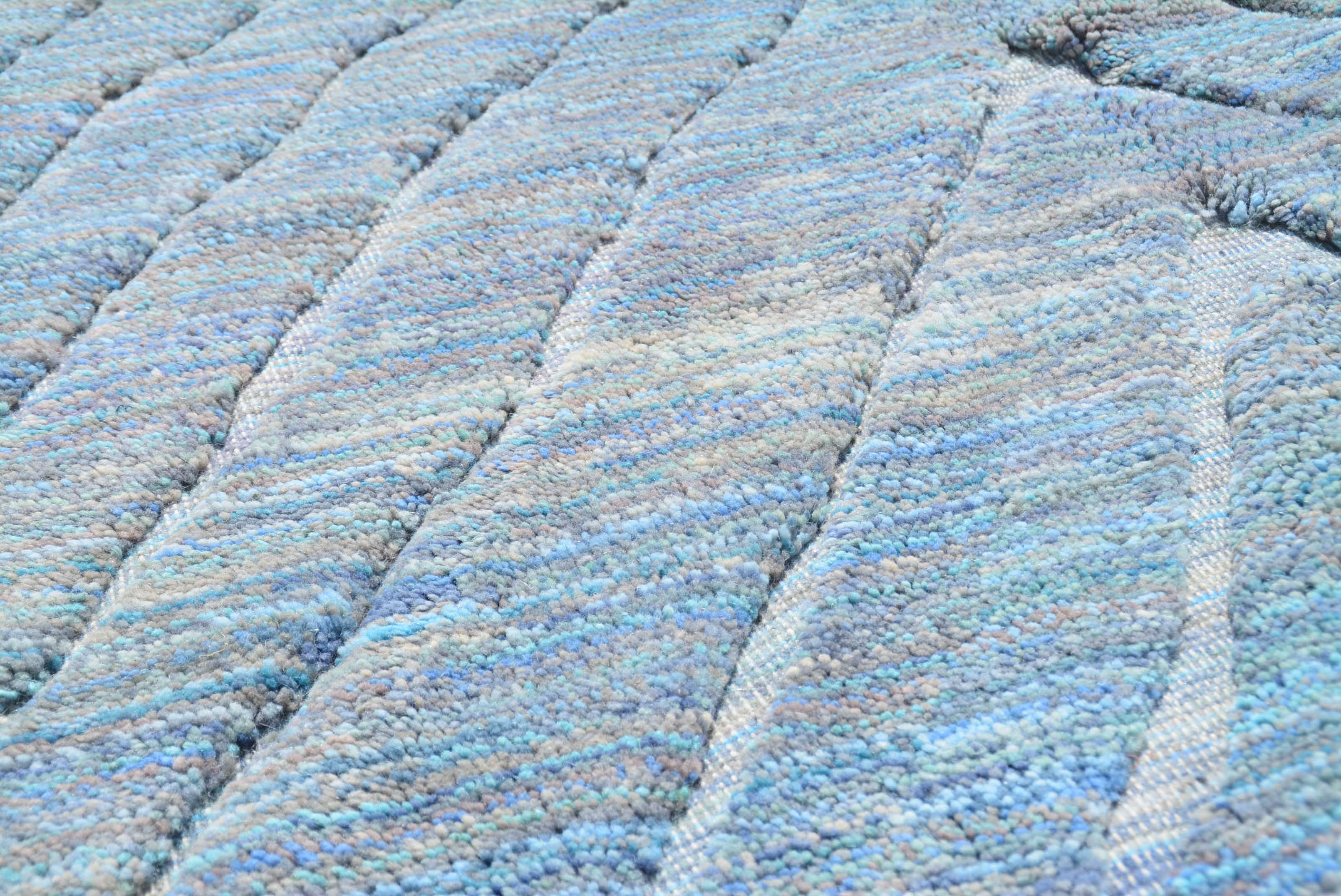 Ocean Waves | 7'x9' Blue Tonal Geometric Moroccan Area Rug