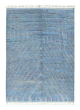 Ocean Waves – Moroccan Handmade Wool Rug | 7' x 9' Geometric Blue Design