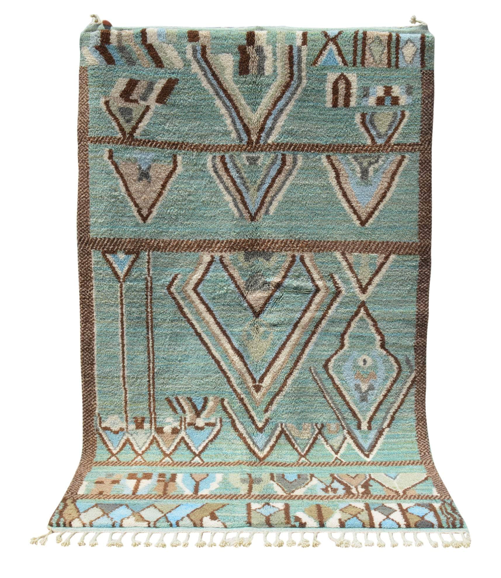 Oceanic Bliss: Handmade Moroccan Rug | Tranquil Luxury
