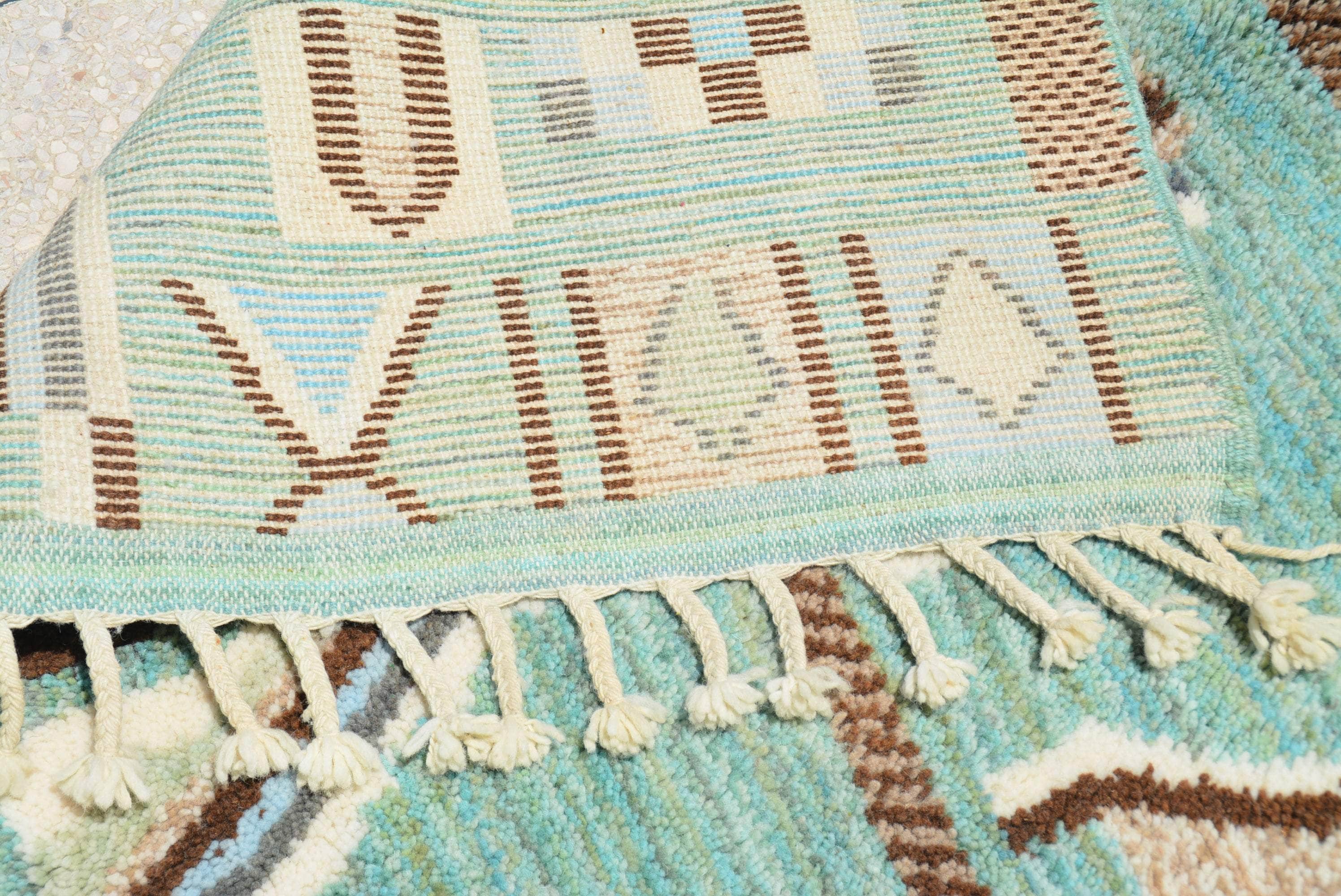Oceanic Bliss: Handmade Moroccan Rug | Tranquil Luxury