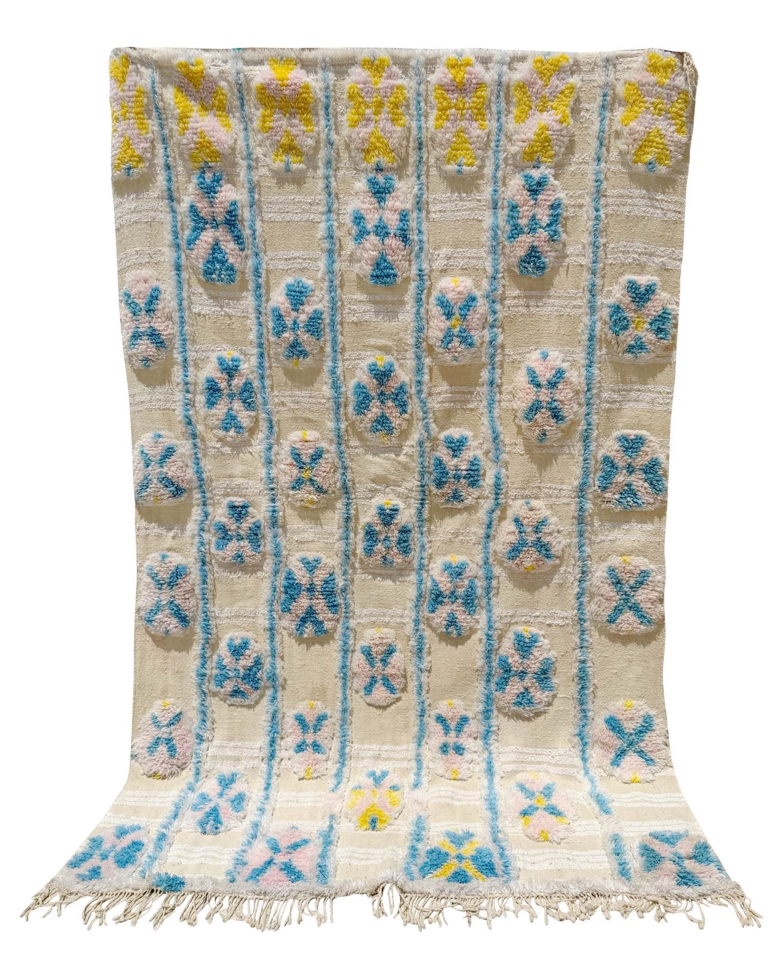Pastel Blue & Pink Vintage Moroccan Rug | 5x7