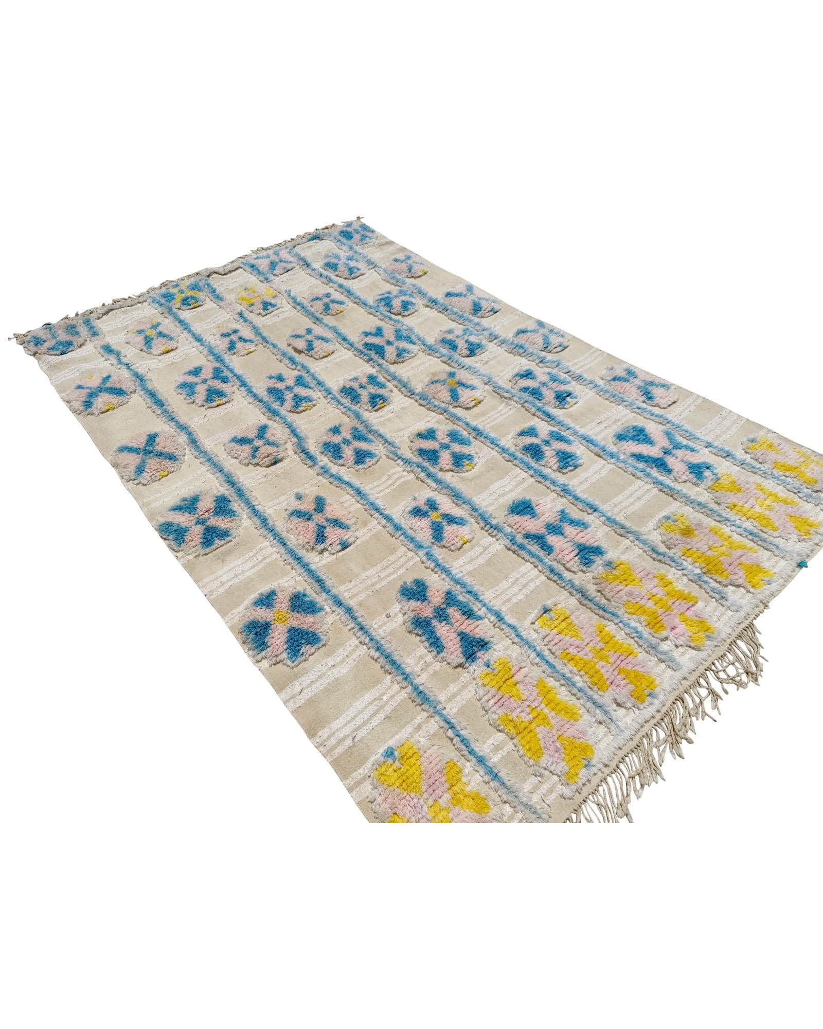 Pastel Blue & Pink Vintage Moroccan Rug | 5x7