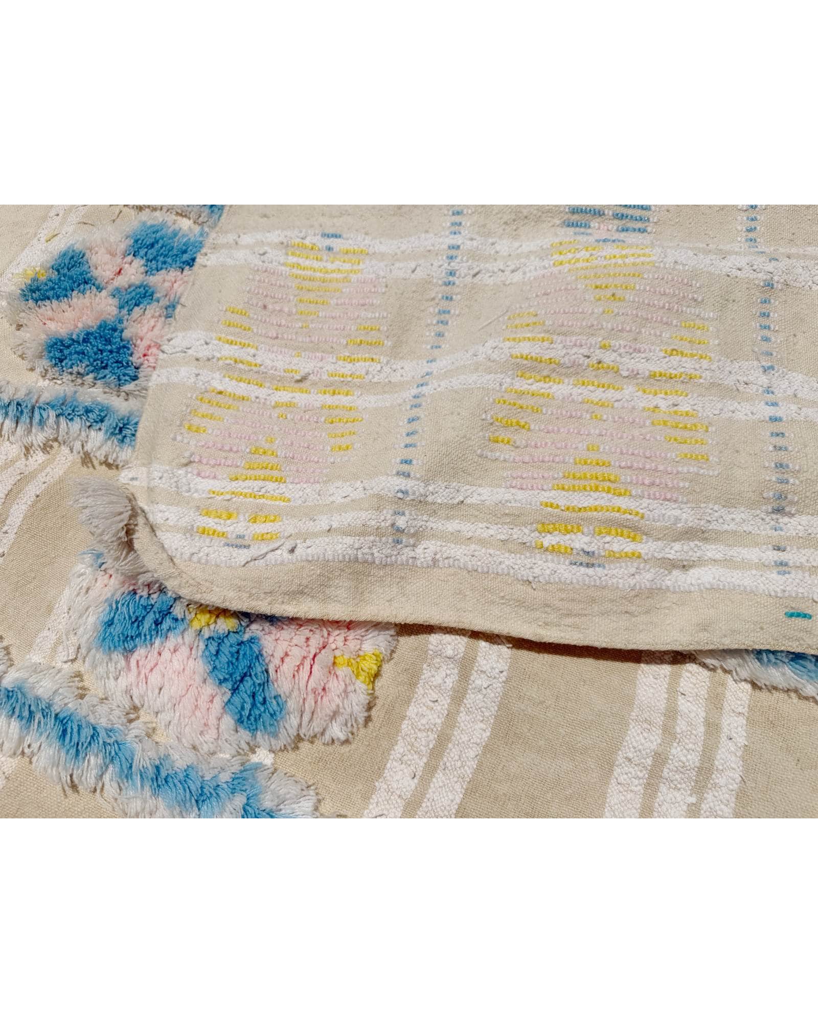 Pastel Blue & Pink Vintage Moroccan Rug | 5x7