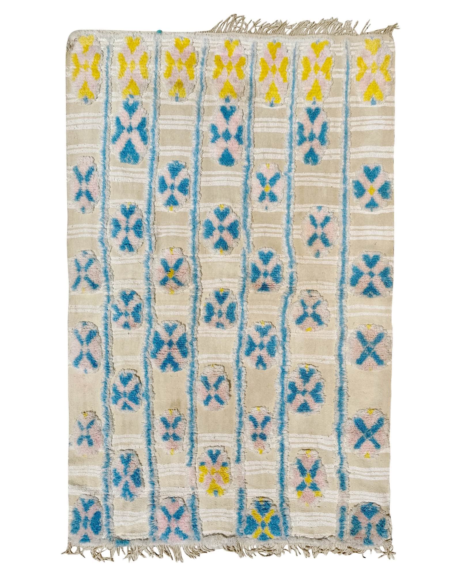 Pastel Blue & Pink Vintage Moroccan Rug | 5x7