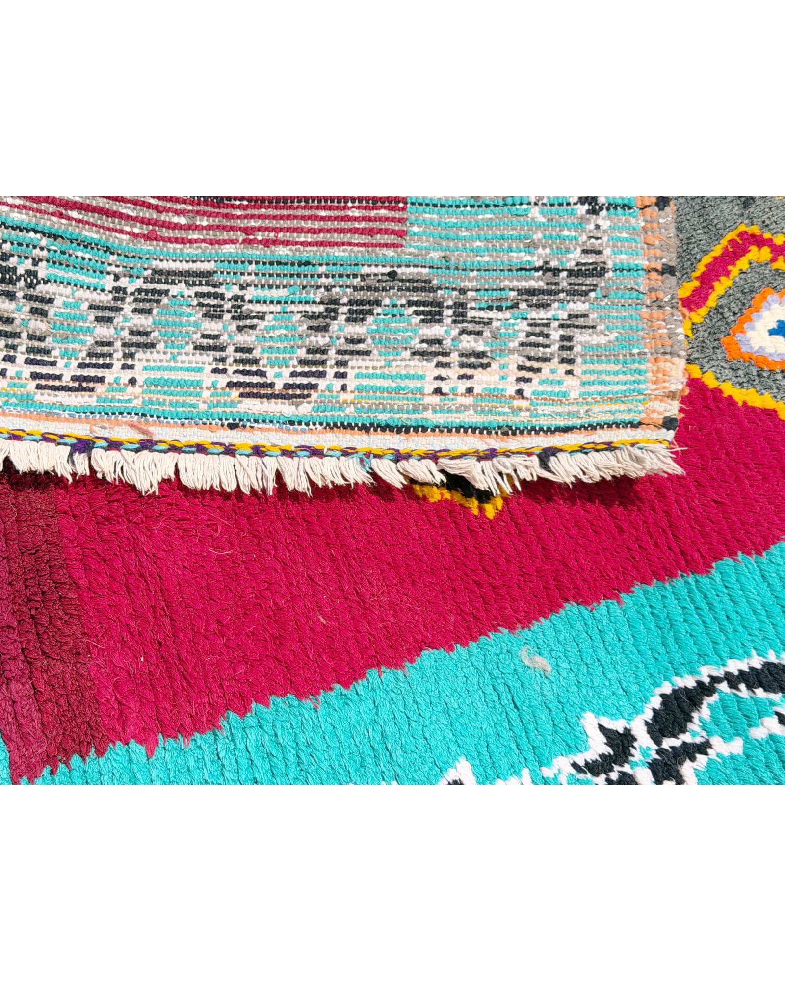 Pink & Teal Vintage Moroccan Runner | 3'6x9'10