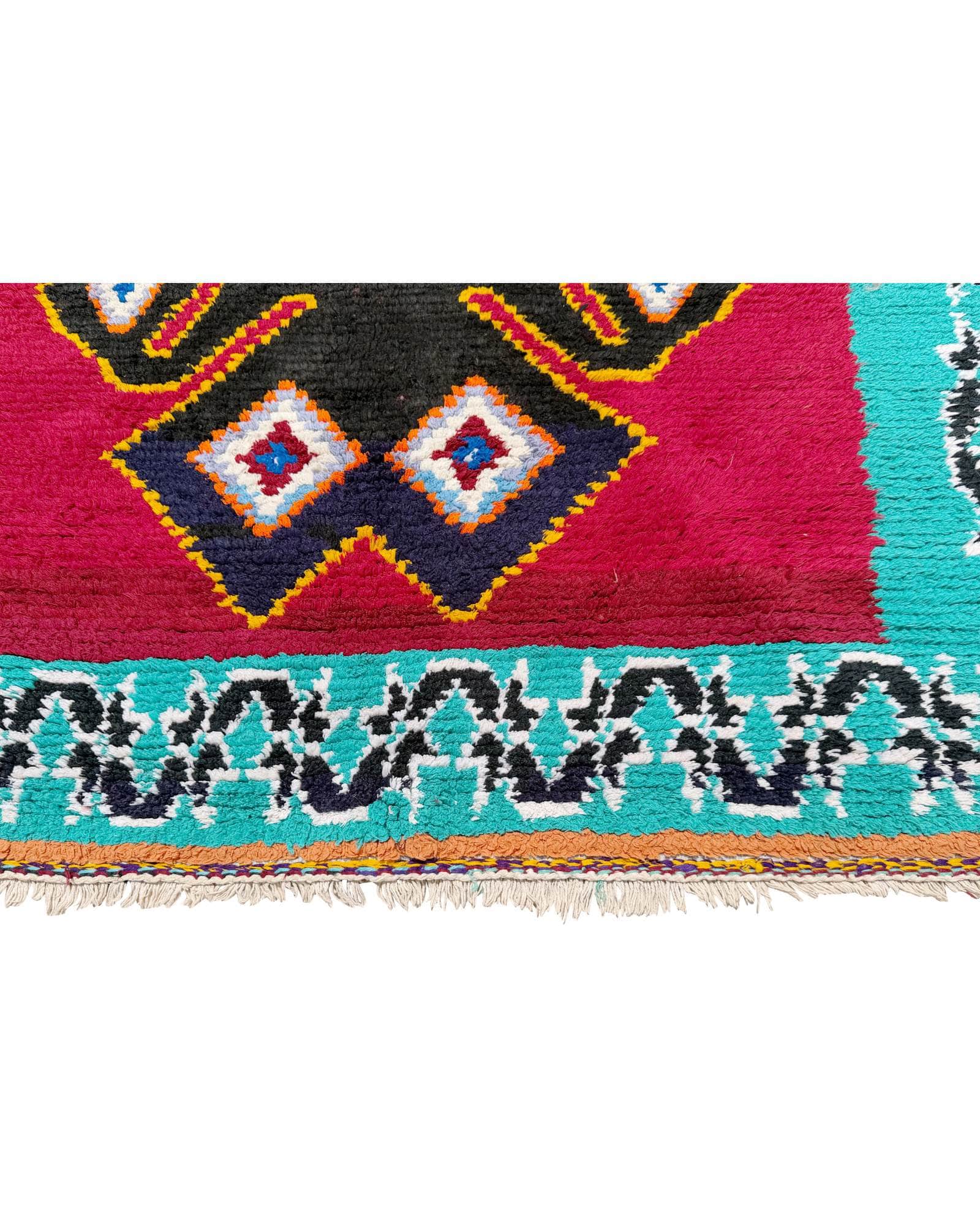 Pink & Teal Vintage Moroccan Runner | 3'6x9'10