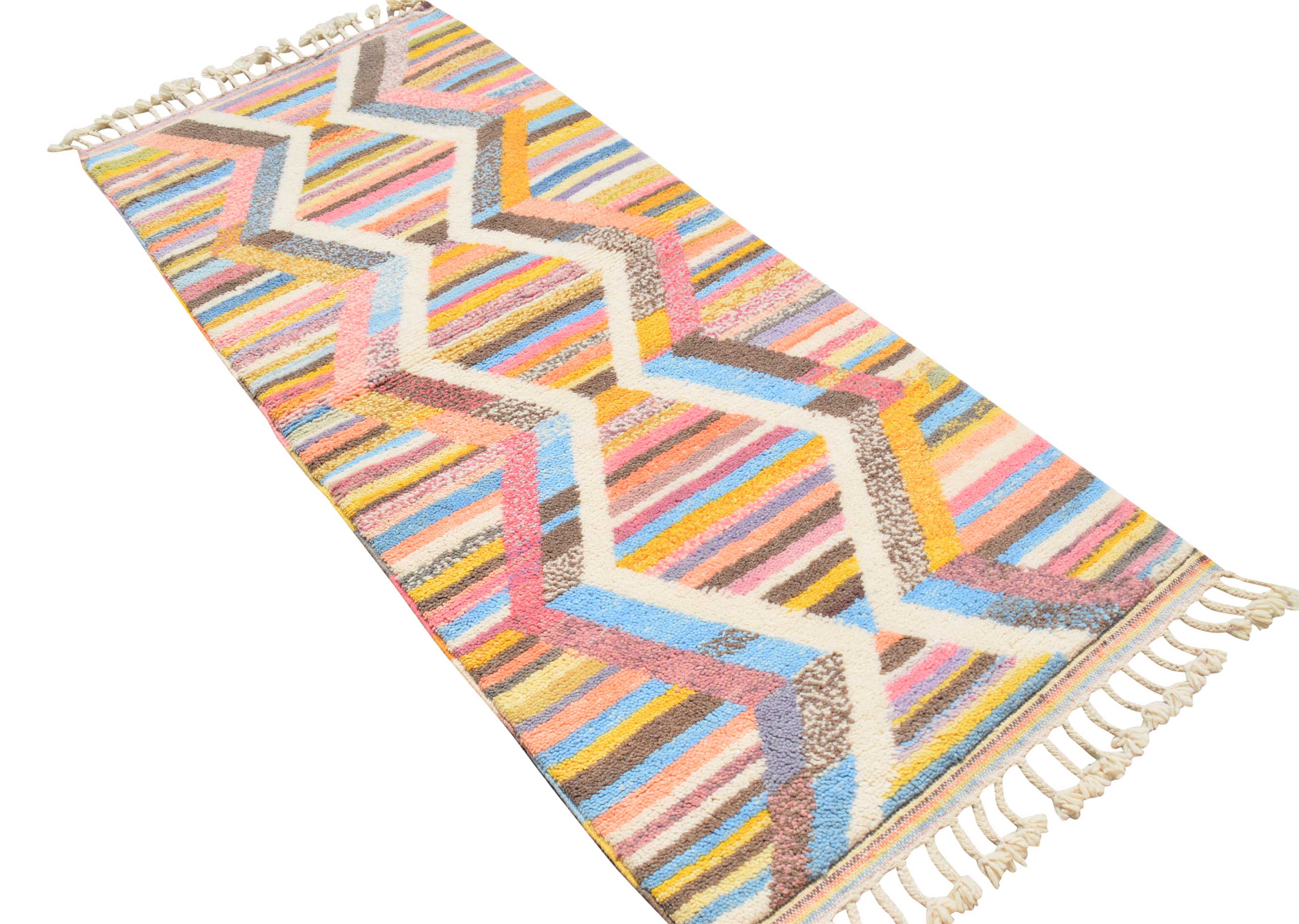 Rainbow Path | 2'8"x6' Colorful Geometric Moroccan Runner