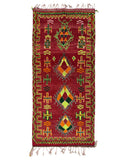 Red & Chartreuse Vintage Moroccan Rug | 3'8x8
