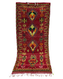 Red & Chartreuse Vintage Moroccan Rug | 3'8x8