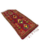 Red & Chartreuse Vintage Moroccan Rug | 3'8x8