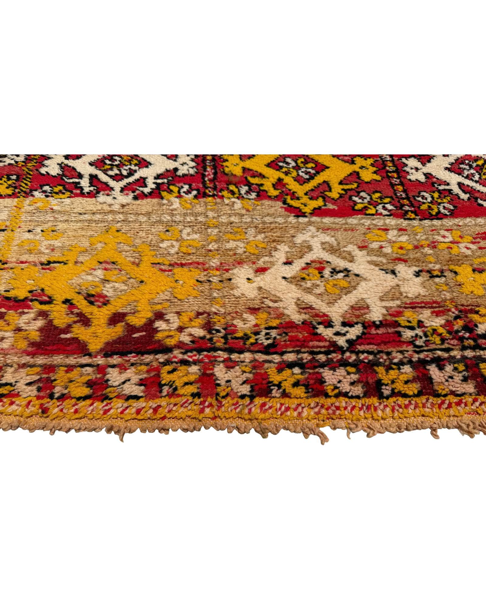 Red & Gold Vintage Moroccan Runner | 3'6 x 8'10
