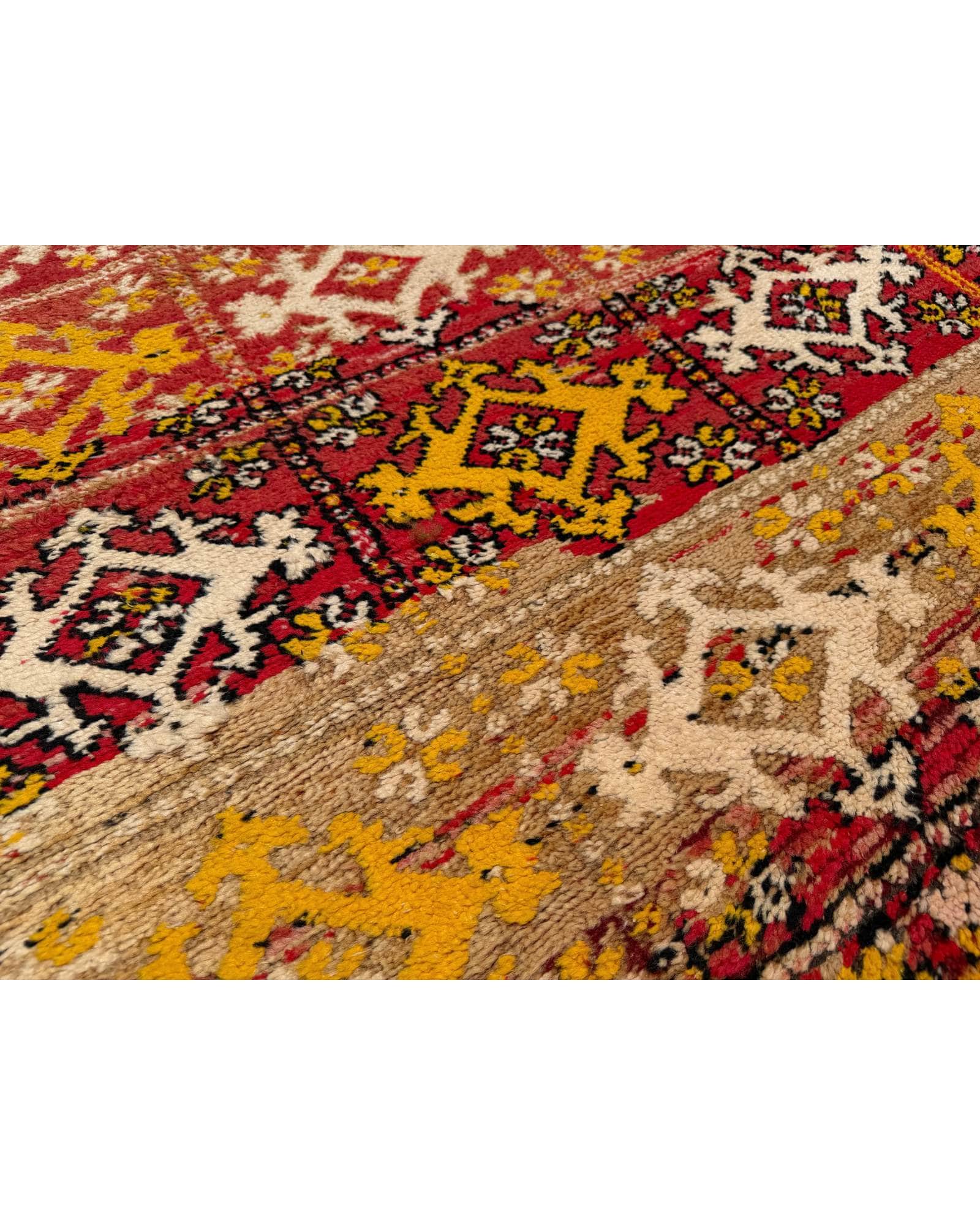 Red & Gold Vintage Moroccan Runner | 3'6 x 8'10