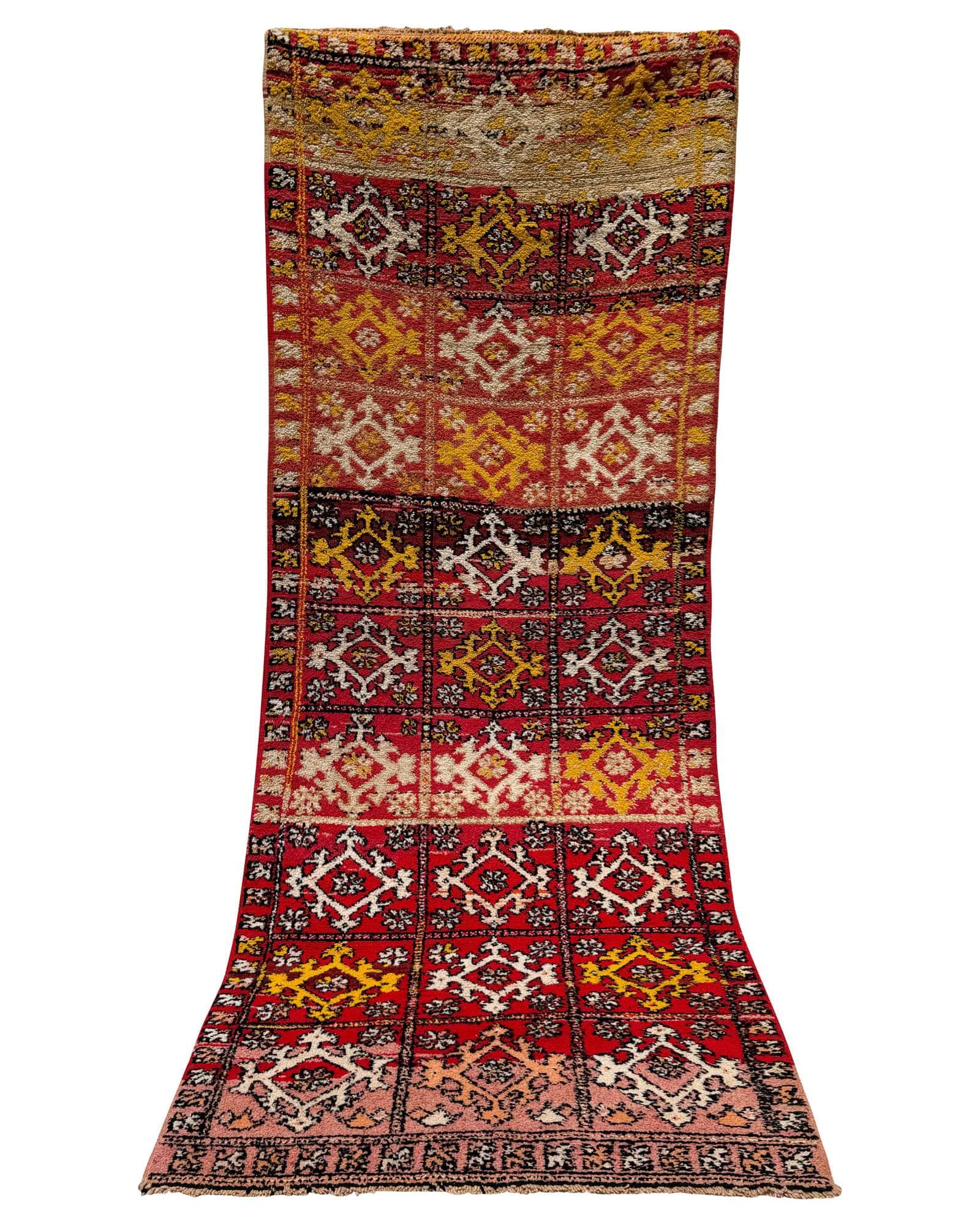 Red & Gold Vintage Moroccan Runner | 3'6 x 8'10