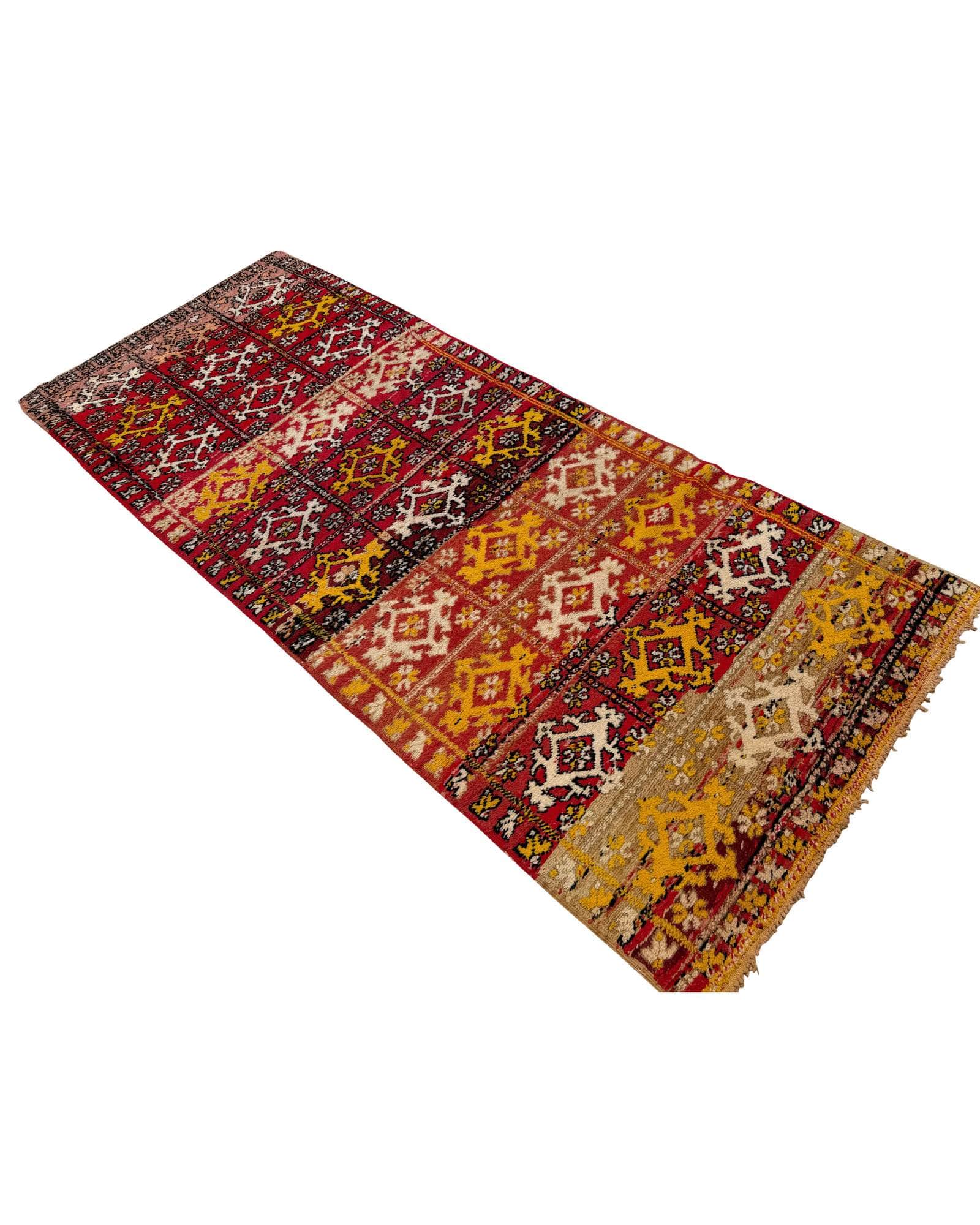 Red & Gold Vintage Moroccan Runner | 3'6 x 8'10