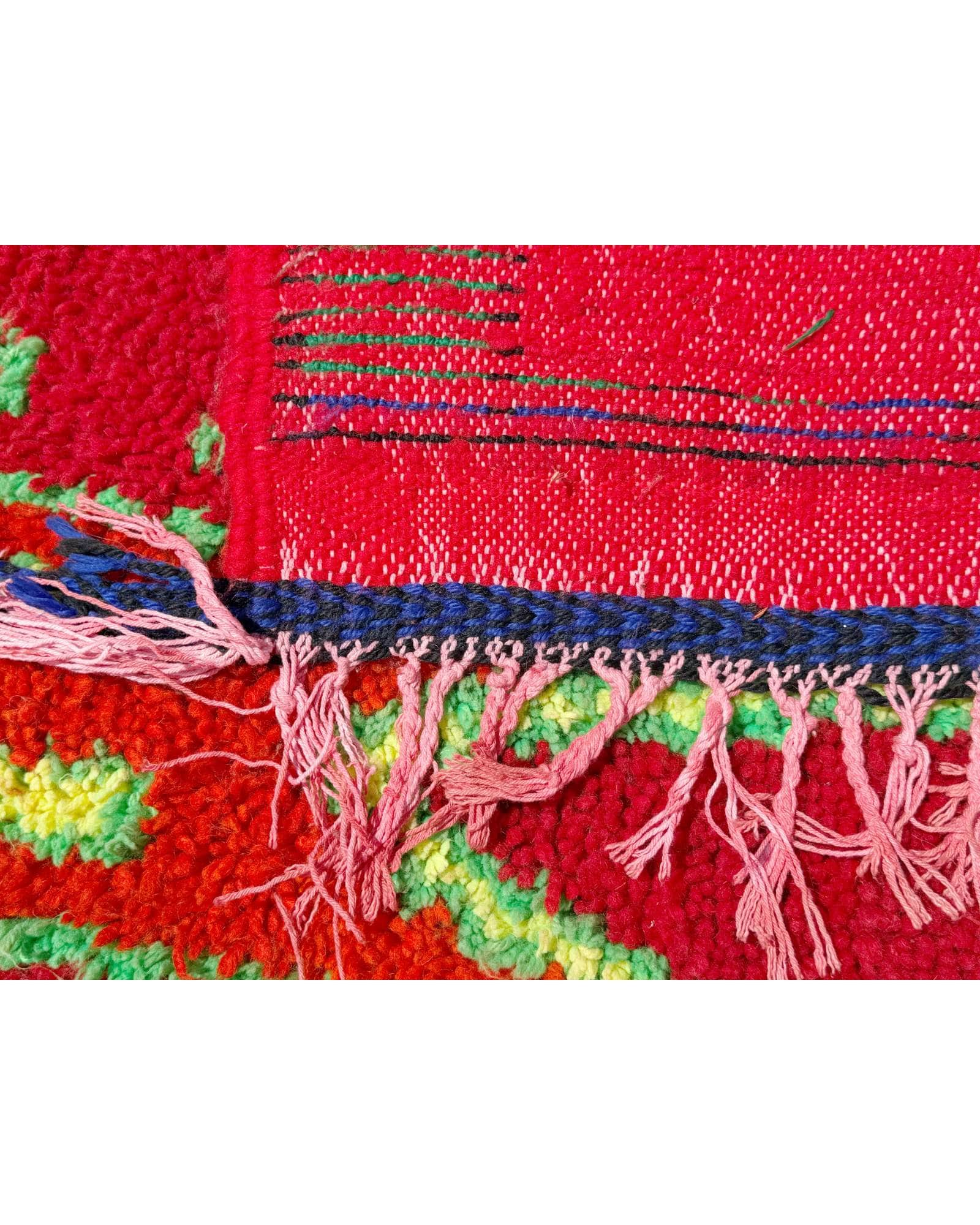 Red & Green Vintage Moroccan Rug | 4 x 8 Bold