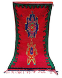 Red & Green Vintage Moroccan Rug | 4 x 8 Bold