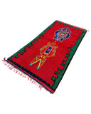 Red & Green Vintage Moroccan Rug | 4 x 8 Bold