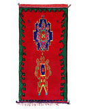 Red & Green Vintage Moroccan Rug | 4 x 8 Bold