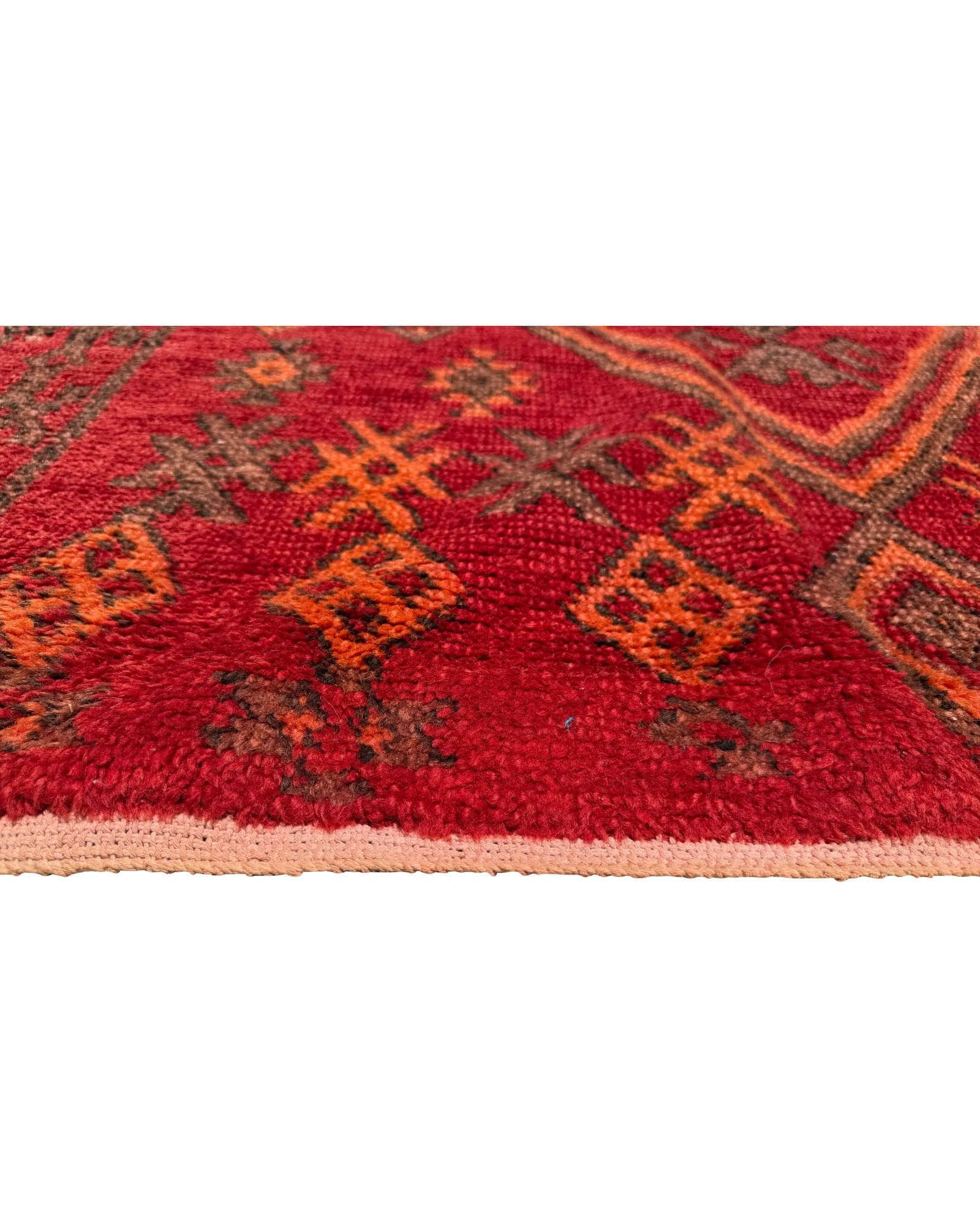 Red & Orange Vintage Moroccan Rug | 3'8 x 6