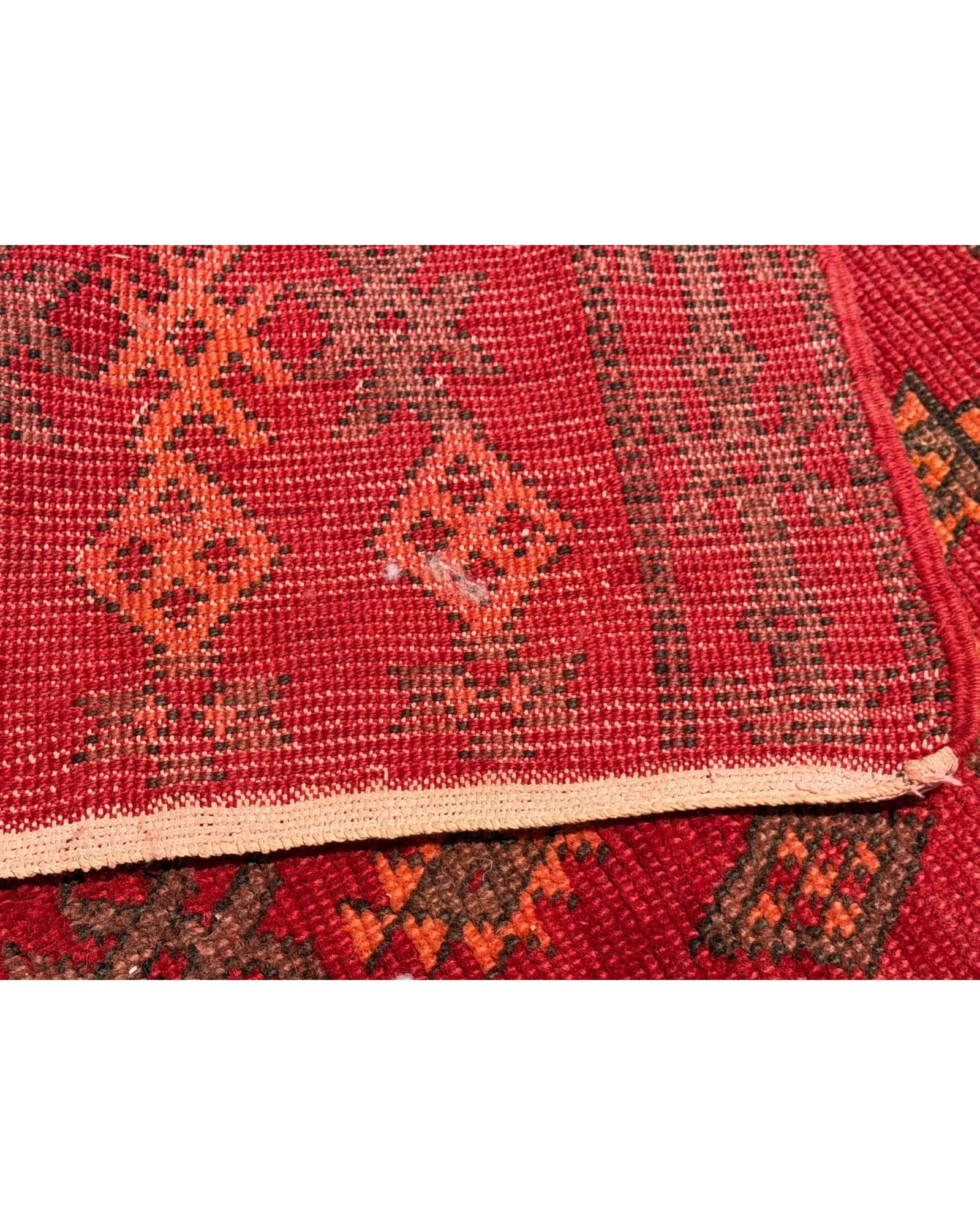 Red & Orange Vintage Moroccan Rug | 3'8 x 6