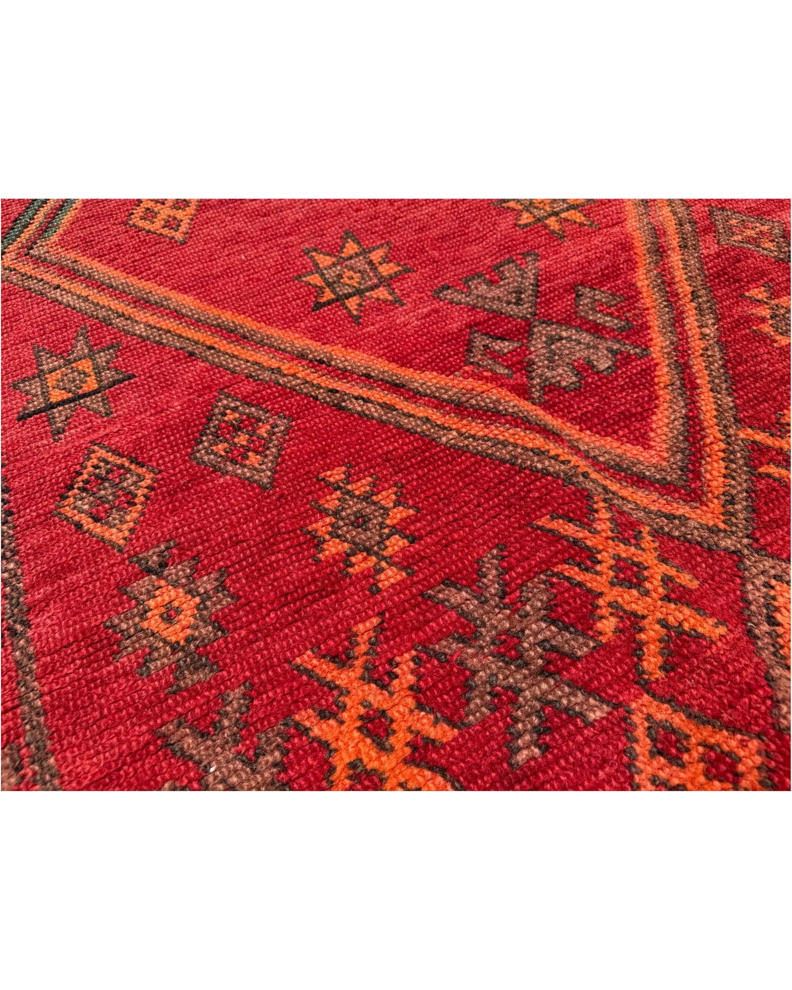 Red & Orange Vintage Moroccan Rug | 3'8 x 6