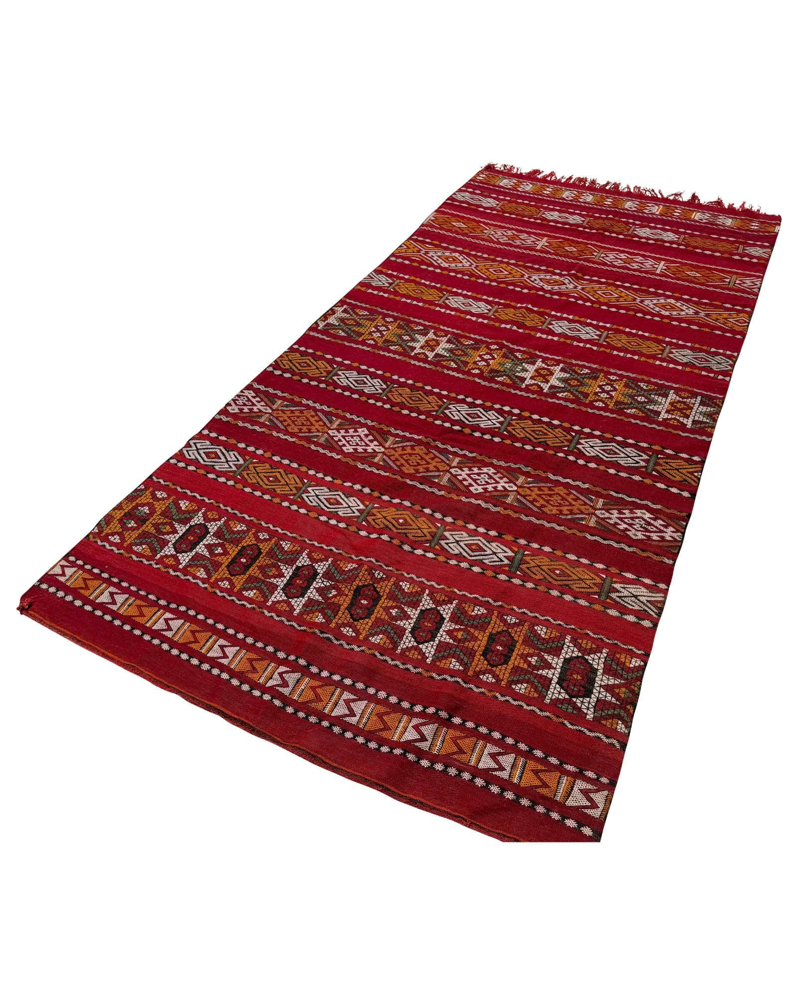 Red Vintage Moroccan Flatweave Rug | 6 x 11