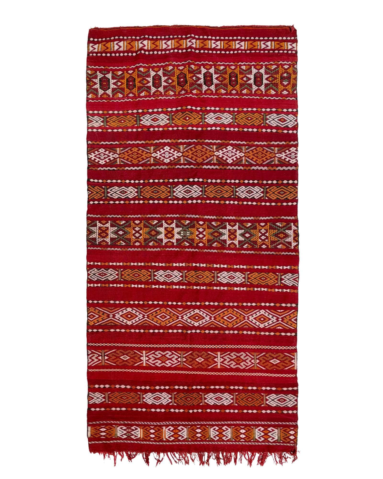 Red Vintage Moroccan Flatweave Rug | 6 x 11