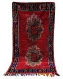 Red Vintage Moroccan Rug | 4'8 x 7'8 Berber