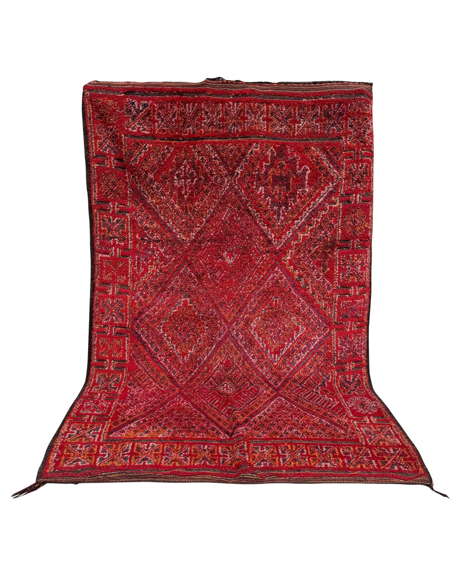Red Vintage Moroccan Rug | 7x10 Tribal Wool