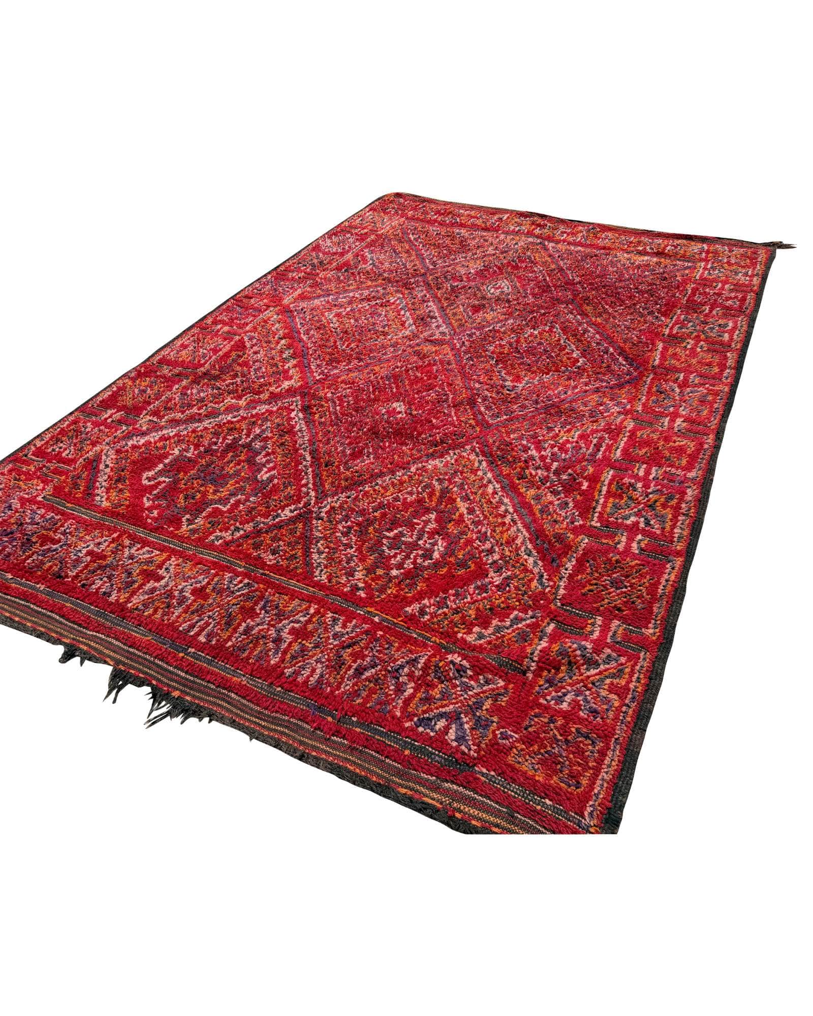 Red Vintage Moroccan Rug | 7x10 Tribal Wool