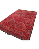 Red Vintage Moroccan Rug | 7x10 Tribal Wool