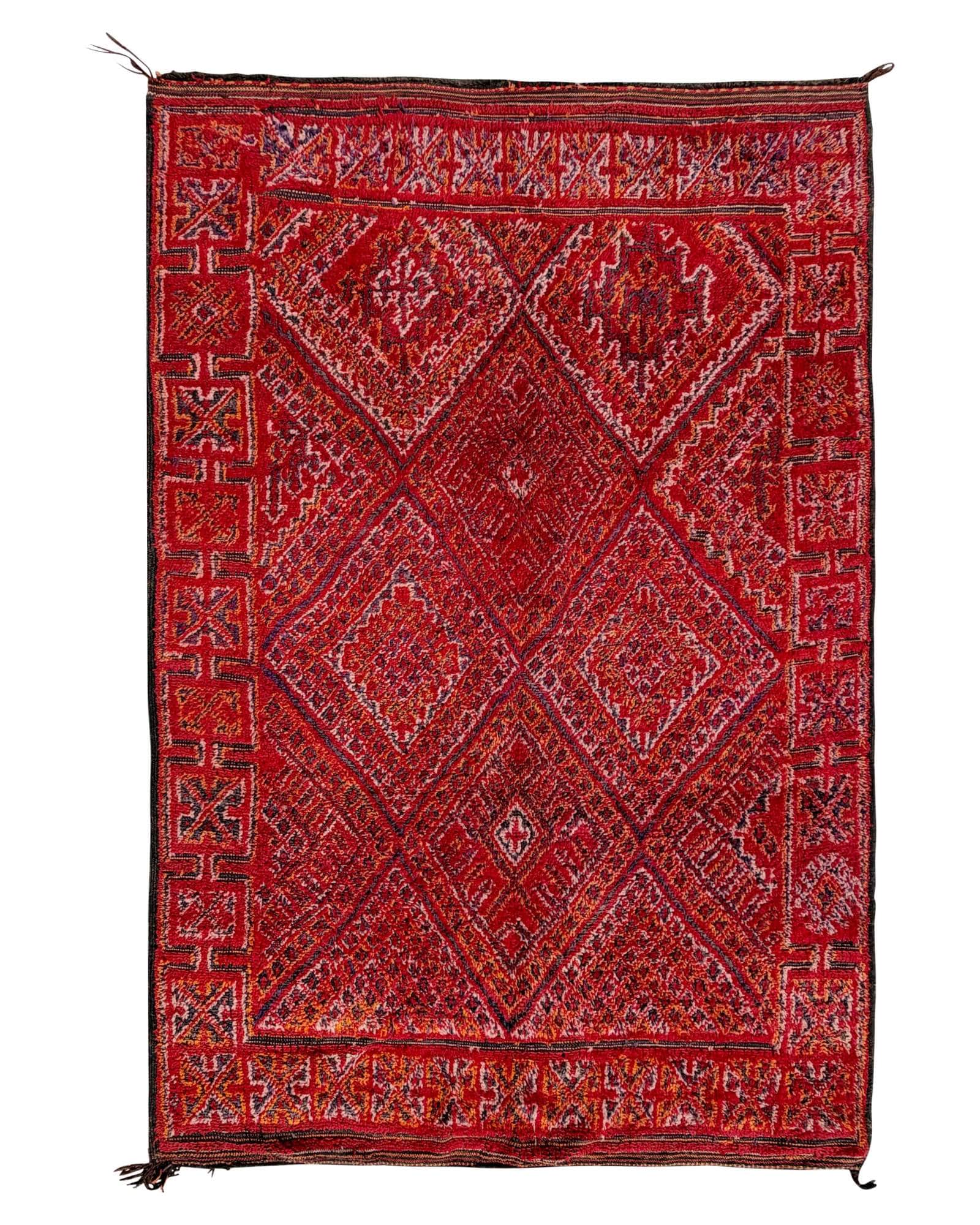 Red Vintage Moroccan Rug | 7x10 Tribal Wool
