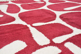 Ruby Flow | 8'x10' Deep Red & Ivory Abstract Boujaad Area Rug