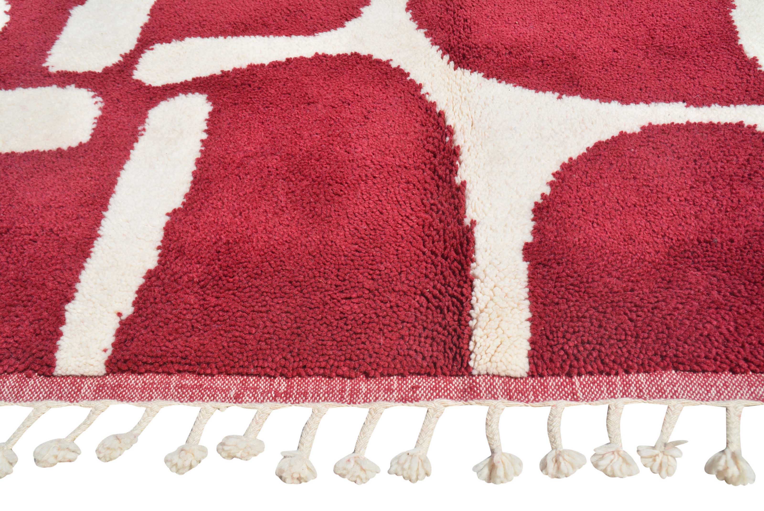 Ruby Flow | 8'x10' Deep Red & Ivory Abstract Boujaad Area Rug