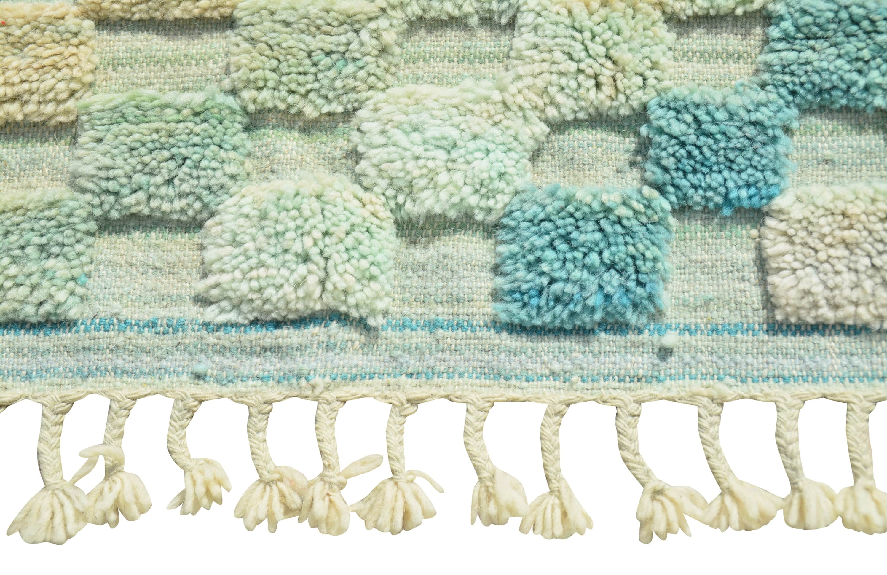 Seaglass Pathway | 5'x8' Coastal Blue & Cream Modern Moroccan Rug