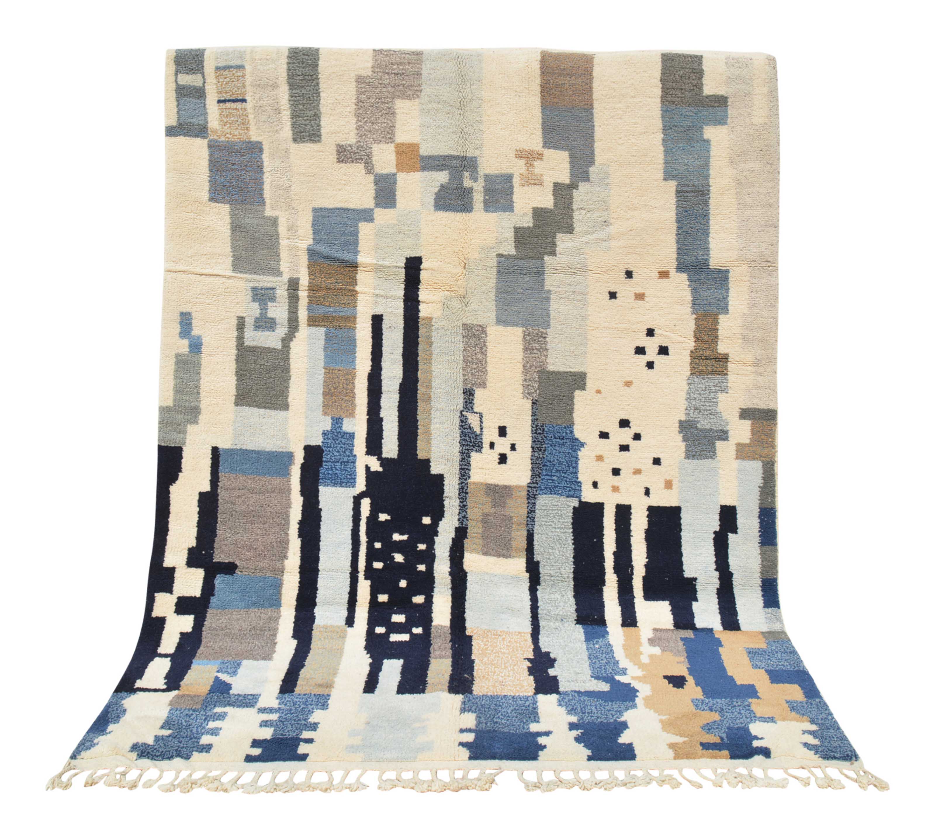 Shoreline | 7'x9' Abstract Coastal Blue Moroccan Area Rug