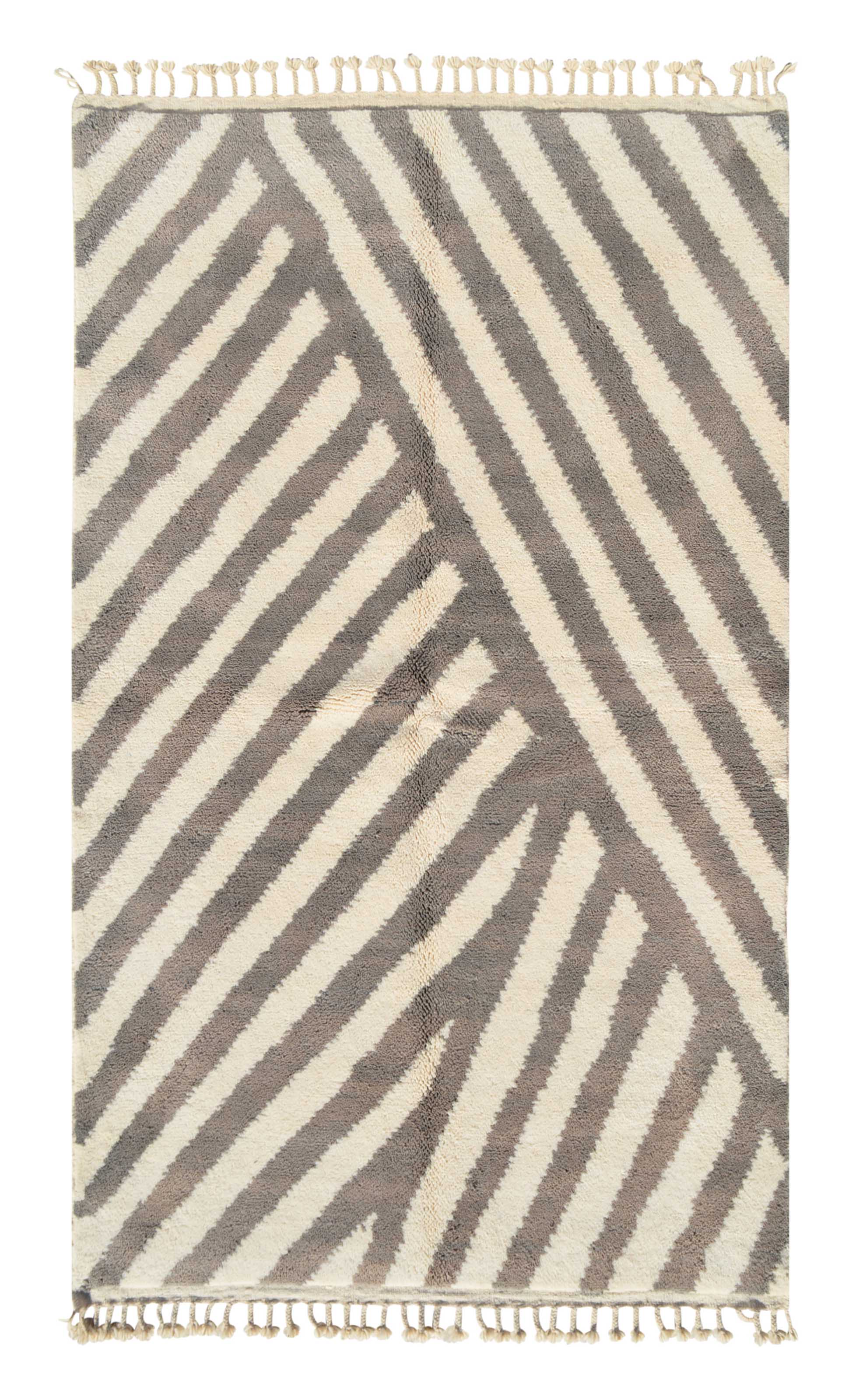 Silver Streak | 5'x8' Minimalist Steel Gray & Cream Modern Area Rug