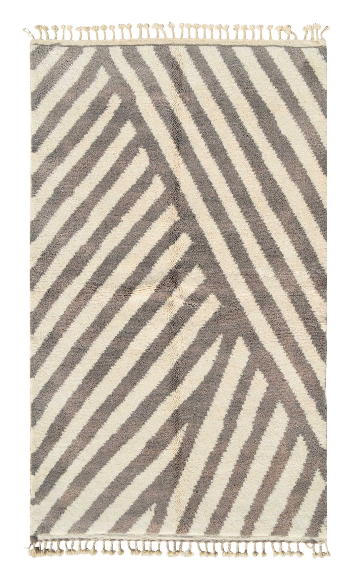Silver Streak | 5'x8' Minimalist Steel Gray & Cream Modern Area Rug
