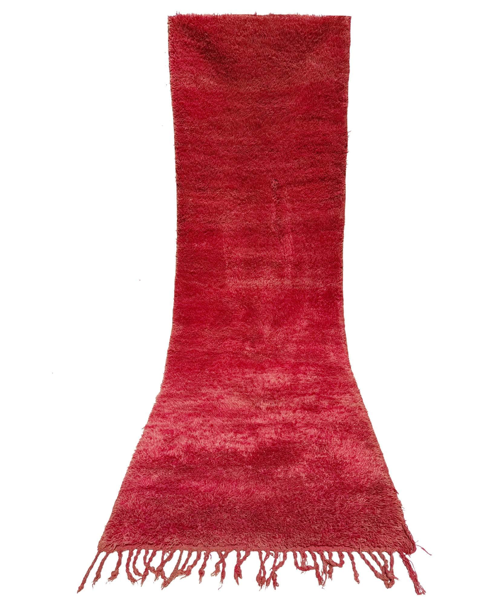 Solid Red Vintage Moroccan Runner | 3x10