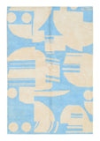 Summer Sky – Moroccan Handmade Wool Rug | 6' x 8'10" Abstract Blue & Beige Design