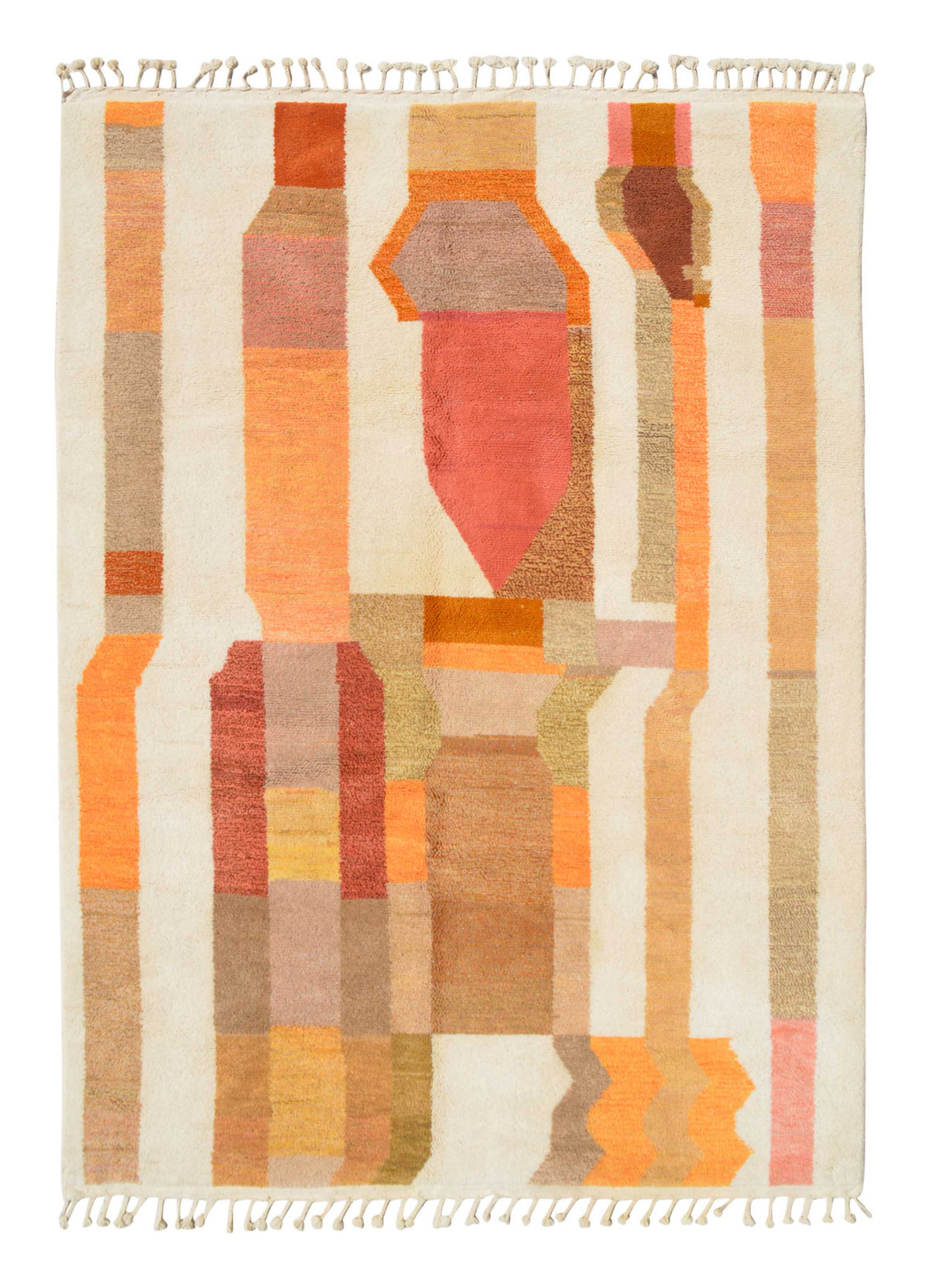 Sunset Geometry | 8'x10' Orange & Pink Abstract Boujaad Area Rug