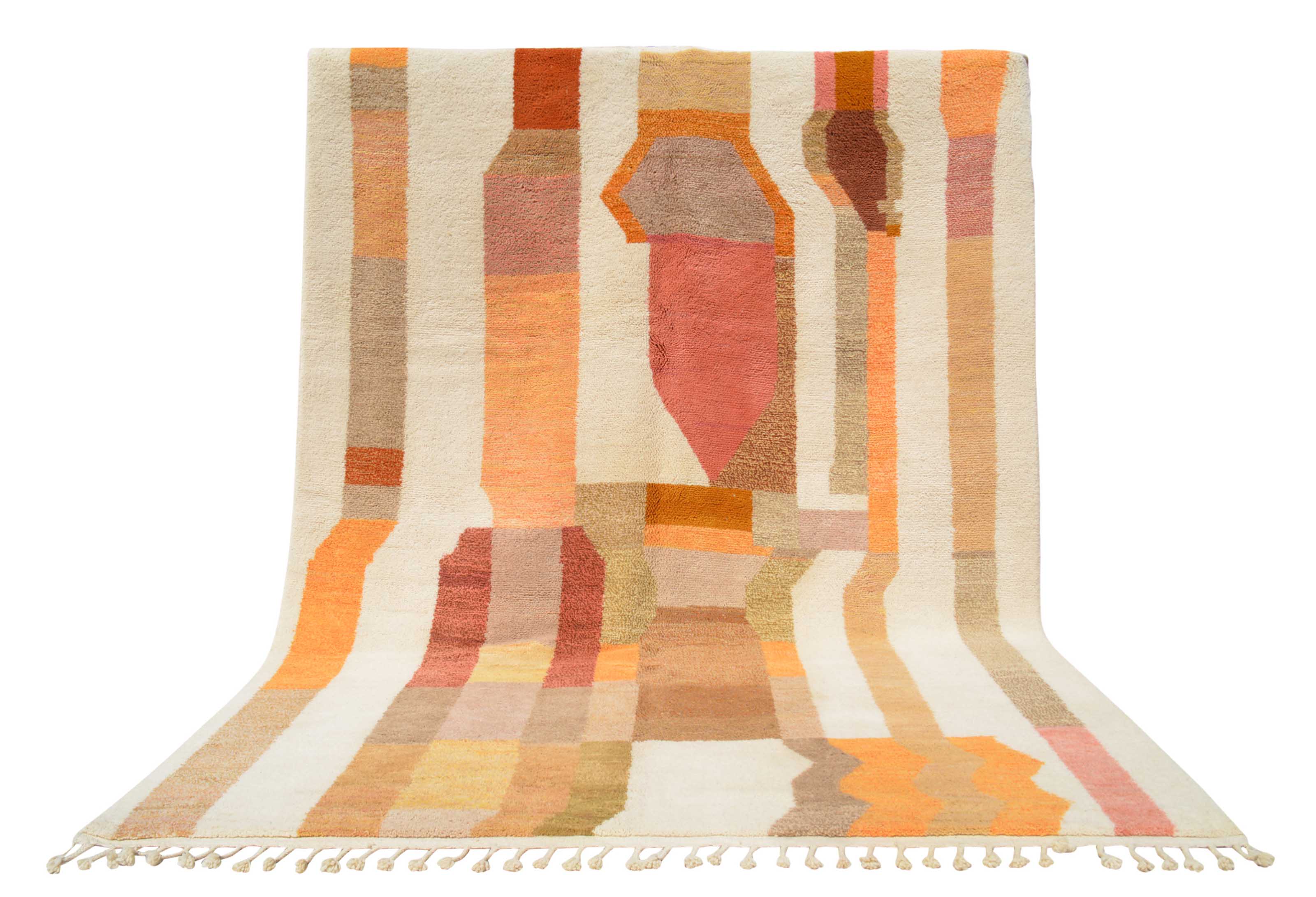 Sunset Geometry | 8'x10' Orange & Pink Abstract Boujaad Area Rug