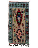Tan & Blue Vintage Moroccan Rug | 3'4 x 7